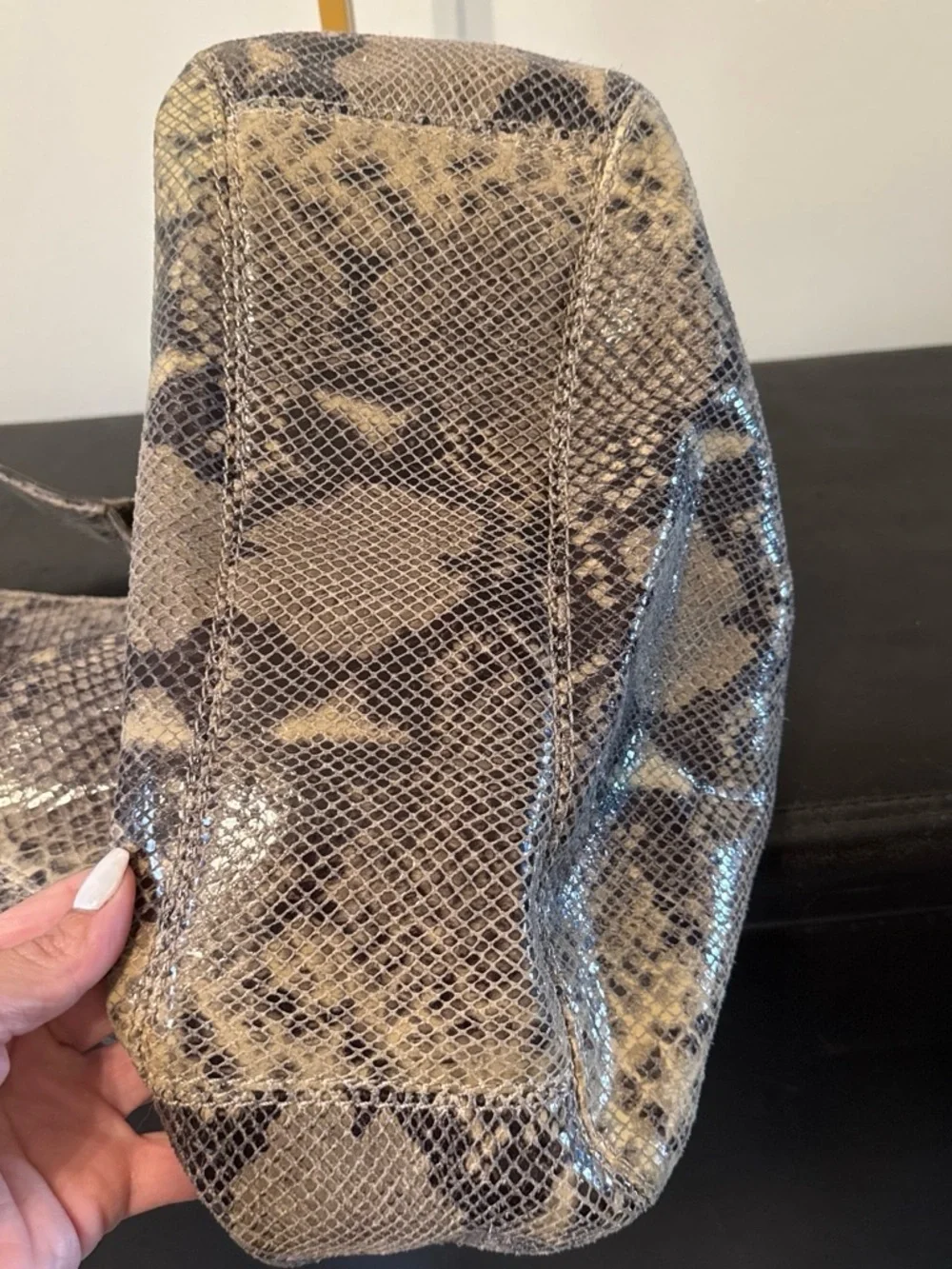 Gray Snake-Print Hobo Bag - Sleek Shoulder Carry
